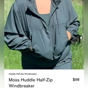 Girlfriend Collective Moss Huddle Half-Zip Windbreaker, size M